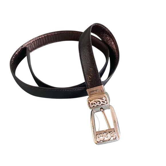 BRIGHTON Black Silver Buckle Belt - Picture 1 of 11